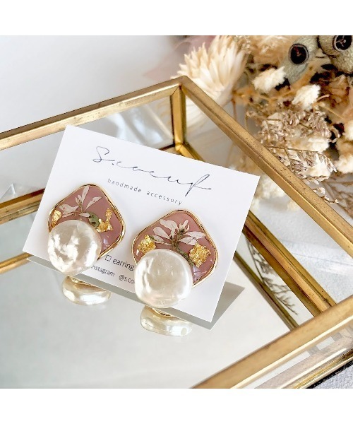 tone(トーン)の「【S.coeuf】【S.coeuf】ピアス スクエア×1粒のコインパール(MA)(ピアス(両耳用)・レディース・ピンクベージュ・FREE)」の2枚目の写真