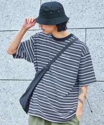 FFEIN（フェイン）の「＊新色追加【FFEIN(フェイン)】 ロゴ刺繍マルチボーダー半袖Tシャツ / リンガー 配色 マルチボーダー 刺繍 ブランドロゴ（Tシャツ/カットソー）」