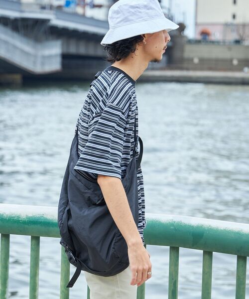 FFEIN(フェイン)の「*新色追加【FFEIN(フェイン)】 ロゴ刺繍マルチボーダー半袖Tシャツ / リンガー 配色 マルチボーダー 刺繍 ブランドロゴ(Tシャツ/カットソー・メンズ・ネイビー/ブラック/グレー/ブラウン/ホワイト・LARGE/SMALL/MEDIUM/X-SMALL)」の15枚目の写真
