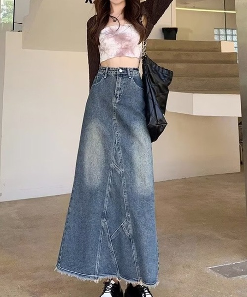 セール】【SETUP7】デニムロングスカート SCCH483（デニムスカート