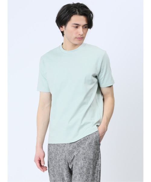 TAKA-Q(タカキュー)の「Tシャツ メンズ 半袖 ストレッチ 綿 コットン 無地 クルーネック ドレスT(Tシャツ/カットソー・メンズ・ブルー/ブラウン/ライトグレー/ブラック/グリーン/ホワイト・X-LARGE/LARGE/MEDIUM)」の6枚目の写真