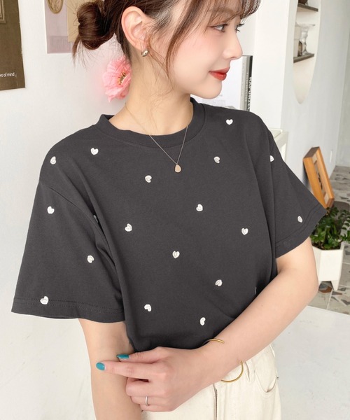 今季完売❤️レア❤️ハート刺繍ブラウス❤️ セール】ハートモチーフ刺繍ブラウス/イージーケア（シャツ/ブラウス