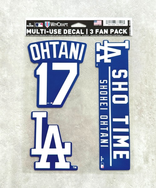 MLB（メジャーリーグベースボール）の「【国内未発売】Los Angeles Dodgers Multi Use 3 Fan Pack Shohei Ohtani /大谷翔平 ロサンゼルスドジャース ネーム＆ナンバー ステッカーセット（ステッカー/テープ・メンズ・ブルー・FREE）」の2枚目の写真