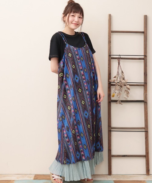 チチカカ(チチカカ)の「エスパンディキカプリントキャミソールワンピース(ワンピース・レディース・グリーン/ブルー/レッド・FREE)」の5枚目の写真