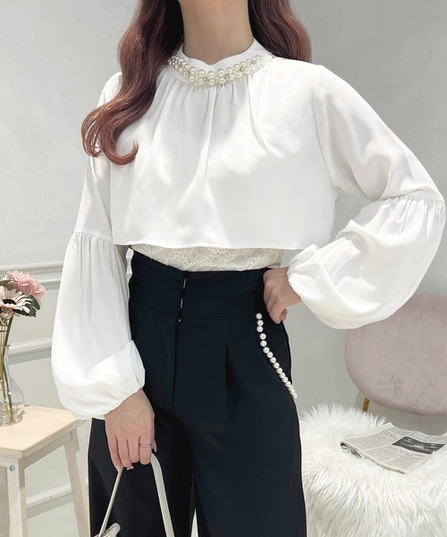 apres jour(アプレジュール)の「パールネックレス付きブラウス【ZOZOTOWN限定アイテム】(シャツ/ブラウス・レディース・ブラック/パープル/オフホワイト/ホワイト系その他・X-LARGE/フリー)」の9枚目の写真