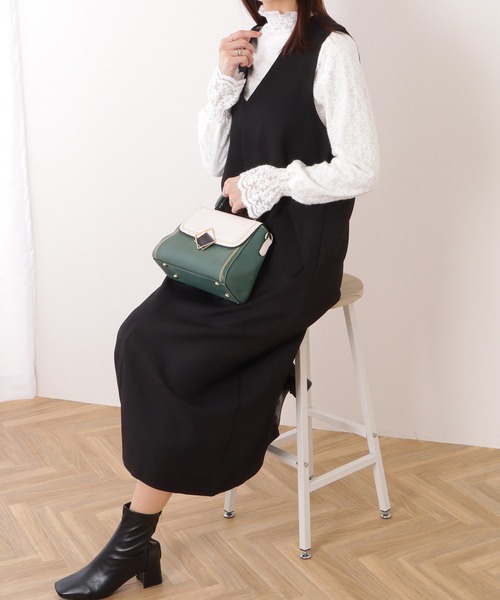Lace Ladies(レースレディース)の「ポケット付き 深Vネック ノースリーブ ロング ワンピース(ジャンパースカート・レディース・グレー/ブラック/ベージュ/ブラウン・S/FREE)」の10枚目の写真