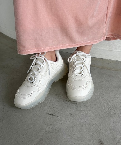 one after another NICE CLAUP（ワンアフターアナザーナイスクラップ）の「ミルキーソールボリュームスニーカー（スニーカー・レディース・ピンク/ホワイト・L/M/S/LL）」の5枚目の写真