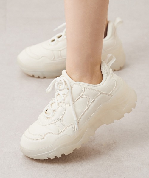 one after another NICE CLAUP（ワンアフターアナザーナイスクラップ）の「ミルキーソールボリュームスニーカー（スニーカー・レディース・ピンク/ホワイト・L/M/S/LL）」の6枚目の写真