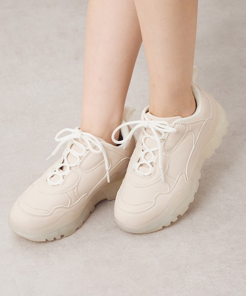 one after another NICE CLAUP（ワンアフターアナザーナイスクラップ）の「ミルキーソールボリュームスニーカー（スニーカー・レディース・ピンク/ホワイト・L/M/S/LL）」の7枚目の写真