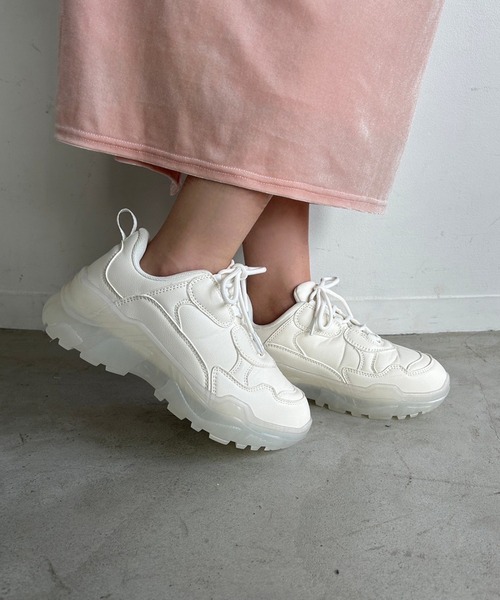 one after another NICE CLAUP（ワンアフターアナザーナイスクラップ）の「ミルキーソールボリュームスニーカー（スニーカー・レディース・ピンク/ホワイト・L/M/S/LL）」の10枚目の写真