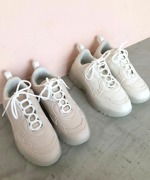 one after another NICE CLAUP（ワンアフターアナザーナイスクラップ）の「ミルキーソールボリュームスニーカー（スニーカー・レディース・ピンク/ホワイト・L/M/S/LL）」の13枚目の写真