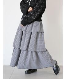 ehka sopo | ギンガムティアードスカート(セットアップ可)(スカート)