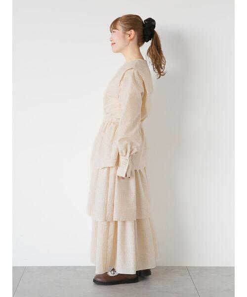 ehka sopo（エヘカソポ）の「ギンガムティアードスカート(セットアップ可)（スカート・レディース・ブラック/オレンジ/ベージュ/グリーン・F）」の10枚目の写真