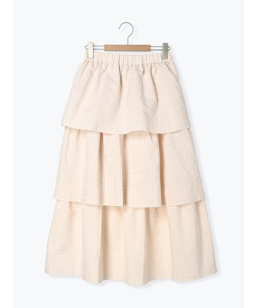 ehka sopo（エヘカソポ）の「ギンガムティアードスカート(セットアップ可)（スカート・レディース・ブラック/オレンジ/ベージュ/グリーン・F）」の14枚目の写真