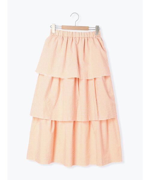 ehka sopo（エヘカソポ）の「ギンガムティアードスカート(セットアップ可)（スカート・レディース・ブラック/オレンジ/ベージュ/グリーン・F）」の15枚目の写真