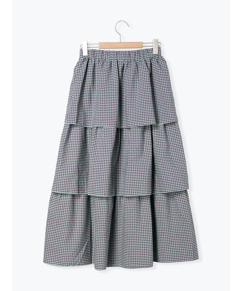 ehka sopo（エヘカソポ）の「ギンガムティアードスカート(セットアップ可)（スカート・レディース・ブラック/オレンジ/ベージュ/グリーン・F）」の17枚目の写真