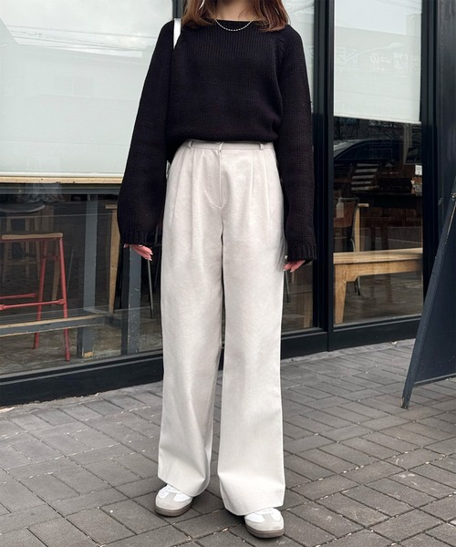 LE MORE（リモア）の「ボートネックラグランニット（ニット/セーター・レディース・アイボリー/ブラック・FREE）」の9枚目の写真