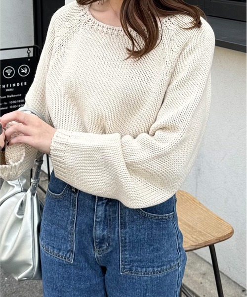 LE MORE（リモア）の「ボートネックラグランニット（ニット/セーター・レディース・アイボリー/ブラック・FREE）」の15枚目の写真