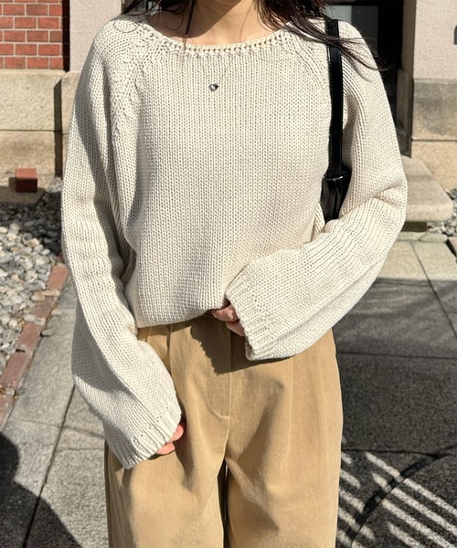 LE MORE（リモア）の「ボートネックラグランニット（ニット/セーター・レディース・アイボリー/ブラック・FREE）」の17枚目の写真