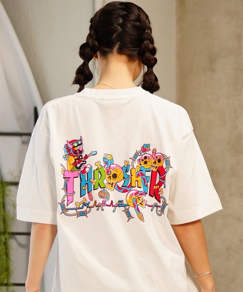 THRASHER（スラッシャー）の「【限定販売】THRASHER/スラッシャー ユニセックス オーバーサイズTシャツ ビックシルエット バックプリント THML-24SPSST01（Tシャツ/カットソー・レディース・ブルー/ブラック/ホワイト・L/M）」の2枚目の写真