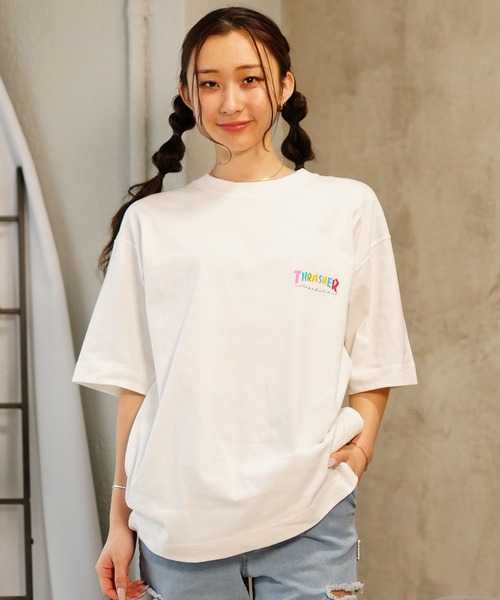 THRASHER（スラッシャー）の「【限定販売】THRASHER/スラッシャー ユニセックス オーバーサイズTシャツ ビックシルエット バックプリント THML-24SPSST01（Tシャツ/カットソー・レディース・ブルー/ブラック/ホワイト・L/M）」の17枚目の写真
