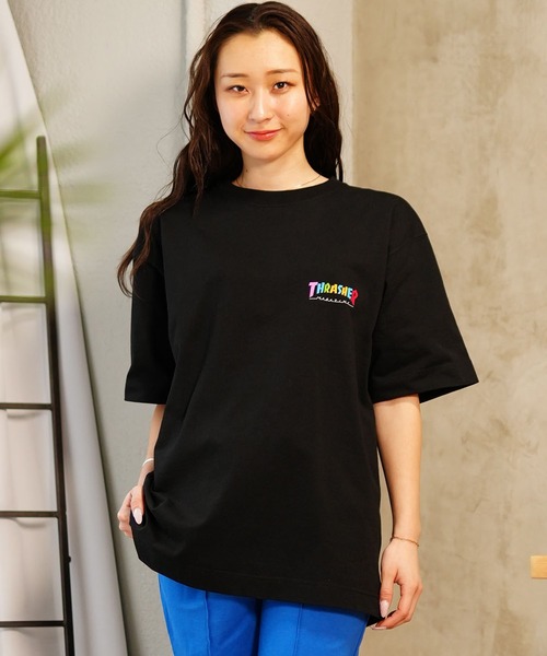 THRASHER（スラッシャー）の「【限定販売】THRASHER/スラッシャー ユニセックス オーバーサイズTシャツ ビックシルエット バックプリント THML-24SPSST01（Tシャツ/カットソー・レディース・ブルー/ブラック/ホワイト・L/M）」の13枚目の写真
