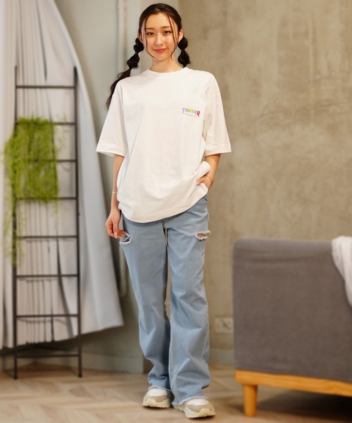 THRASHER（スラッシャー）の「【限定販売】THRASHER/スラッシャー ユニセックス オーバーサイズTシャツ ビックシルエット バックプリント THML-24SPSST01（Tシャツ/カットソー・レディース・ブルー/ブラック/ホワイト・L/M）」の12枚目の写真