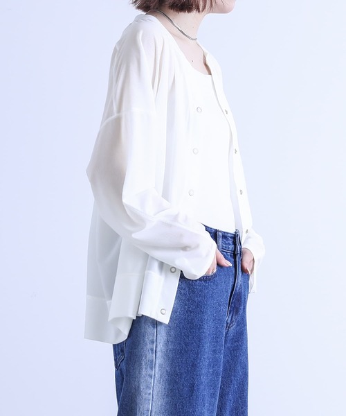 n'OrLABEL（ノアールレーベル）の「『シアーカットソーカーディガン』（カーディガン/ボレロ・レディース・ライトグリーン/ブラック/オフホワイト・FREE）」の13枚目の写真