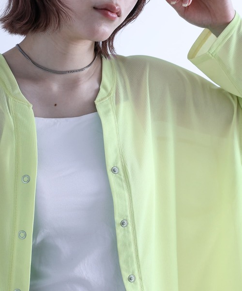 n'OrLABEL（ノアールレーベル）の「『シアーカットソーカーディガン』（カーディガン/ボレロ・レディース・ライトグリーン/ブラック/オフホワイト・FREE）」の15枚目の写真