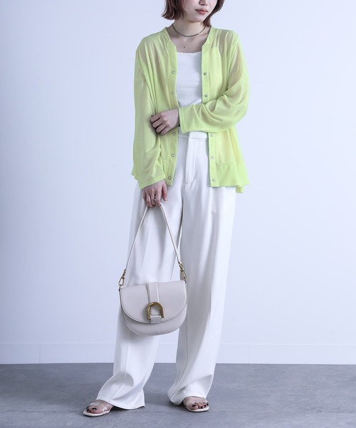 n'OrLABEL（ノアールレーベル）の「『シアーカットソーカーディガン』（カーディガン/ボレロ・レディース・ライトグリーン/ブラック/オフホワイト・FREE）」の18枚目の写真