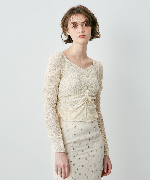 DEICY（デイシー）の「シャーリングレースカットソー（Tシャツ/カットソー・レディース・アイボリー/ブラック・FREE）」の12枚目の写真