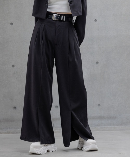 PAGEBOY（ページボーイ）の「タックスラックス（スラックス・レディース・チャコールグレー/グレー/ブラック・MEDIUM/SMALL）」の2枚目の写真