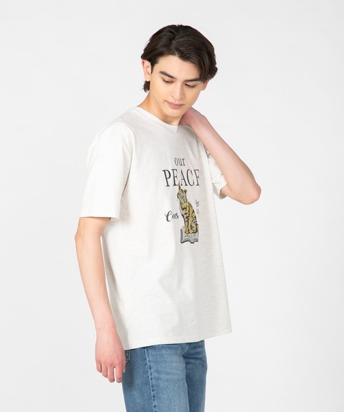 UNIIT（ユニット）の「汗染みの目立たないTシャツ ZEROSTAIN　ゼロステイン 犬猫 アニマルプリントTシャツ 防汚 UVカット 撥水（Tシャツ/カットソー・メンズ・オフホワイト/ブルー/ミント/ホワイト・SMALL/LARGE/MEDIUM/X-LARGE）」の8枚目の写真