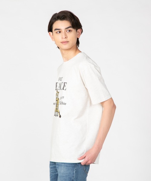 UNIIT（ユニット）の「汗染みの目立たないTシャツ ZEROSTAIN　ゼロステイン 犬猫 アニマルプリントTシャツ 防汚 UVカット 撥水（Tシャツ/カットソー・メンズ・オフホワイト/ブルー/ミント/ホワイト・SMALL/LARGE/MEDIUM/X-LARGE）」の6枚目の写真