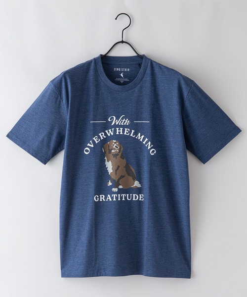 UNIIT（ユニット）の「汗染みの目立たないTシャツ ZEROSTAIN　ゼロステイン 犬猫 アニマルプリントTシャツ 防汚 UVカット 撥水（Tシャツ/カットソー・メンズ・オフホワイト/ブルー/ミント/ホワイト・SMALL/LARGE/MEDIUM/X-LARGE）」の14枚目の写真