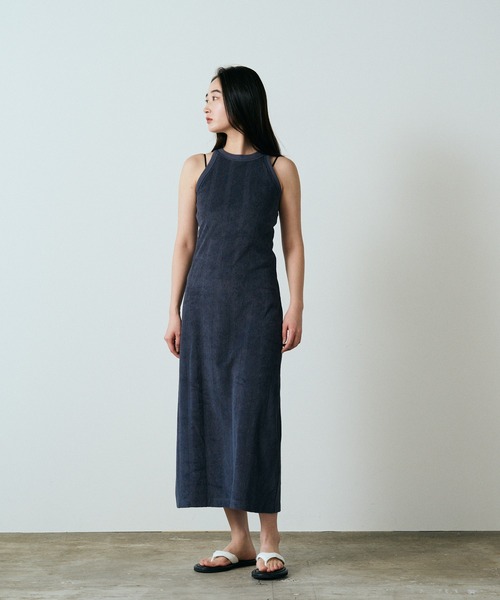 MILLER(ミラー)の「▲R.P.miller/ミラー Prib AS tankOP カップ付き パイル パネルリブ バックスリット アメスリワンピ(ワンピース・レディース・ネイビー/キャメル・FREE)」の1枚目の写真