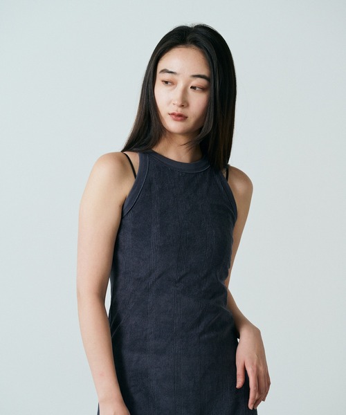 MILLER(ミラー)の「▲R.P.miller/ミラー Prib AS tankOP カップ付き パイル パネルリブ バックスリット アメスリワンピ(ワンピース・レディース・ネイビー/キャメル・FREE)」の17枚目の写真