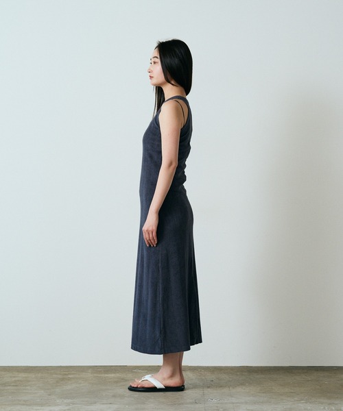 MILLER(ミラー)の「▲R.P.miller/ミラー Prib AS tankOP カップ付き パイル パネルリブ バックスリット アメスリワンピ(ワンピース・レディース・ネイビー/キャメル・FREE)」の7枚目の写真