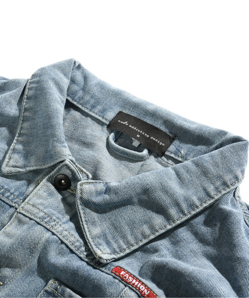 neos（ネオス）の「【neos】ルーズシルエット ビンテージウォッシュ バックフォト プリント デニム ジャケット（デニムジャケット・メンズ・ネイビー/ブラック/サックスブルー・MEDIUM/LARGE/X-LARGE）」の9枚目の写真