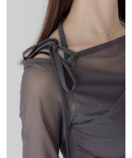 amel(エイメル)の「チュールレイヤードリボントップス/チャコール(Tシャツ/カットソー・レディース・チャコールグレー・FREE)」の3枚目の写真