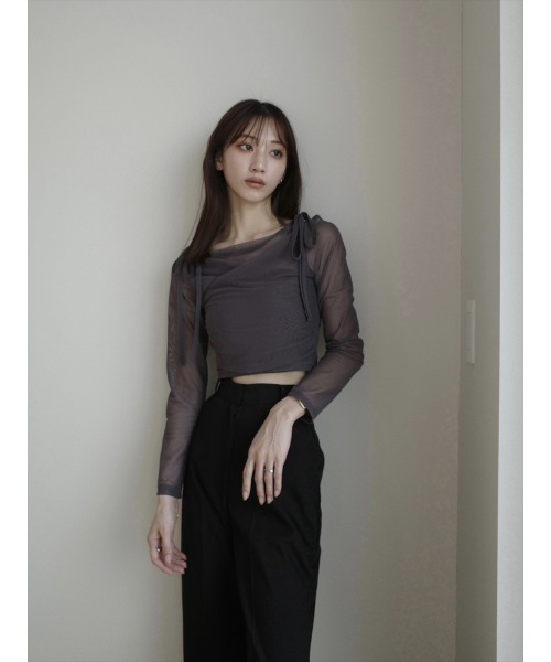 amel(エイメル)の「チュールレイヤードリボントップス/チャコール(Tシャツ/カットソー・レディース・チャコールグレー・FREE)」の18枚目の写真
