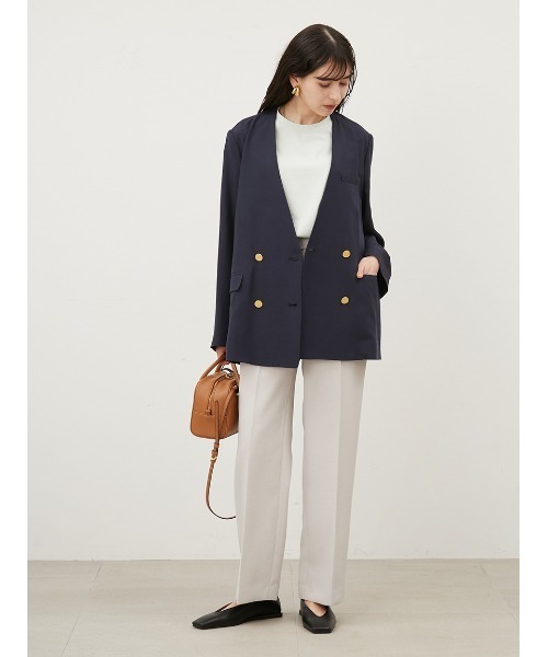 Mila Owen（ミラオーウェン）の「ウエストゴムセンタープレスセミワイドパンツ（その他パンツ・レディース・イエロー/アイボリー/ブラック・1/0）」の14枚目の写真