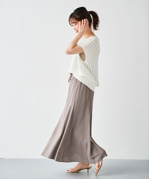 le.coeur blanc（ルクールブラン）の「透かし編みバイヤス柄ニット（ニット/セーター・レディース・アイボリー/ネイビー・38）」の8枚目の写真