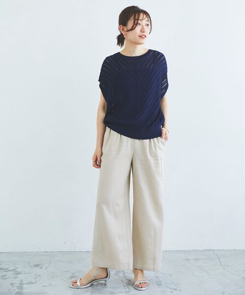 le.coeur blanc（ルクールブラン）の「透かし編みバイヤス柄ニット（ニット/セーター・レディース・アイボリー/ネイビー・38）」の13枚目の写真