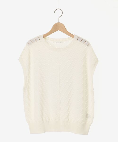 le.coeur blanc（ルクールブラン）の「透かし編みバイヤス柄ニット（ニット/セーター・レディース・アイボリー/ネイビー・38）」の14枚目の写真