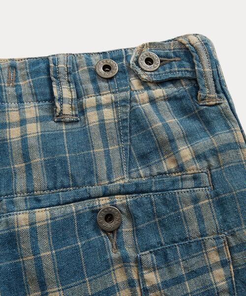 RRL（ダブル アール エル）の「インディゴ チェック リネン フィールド
