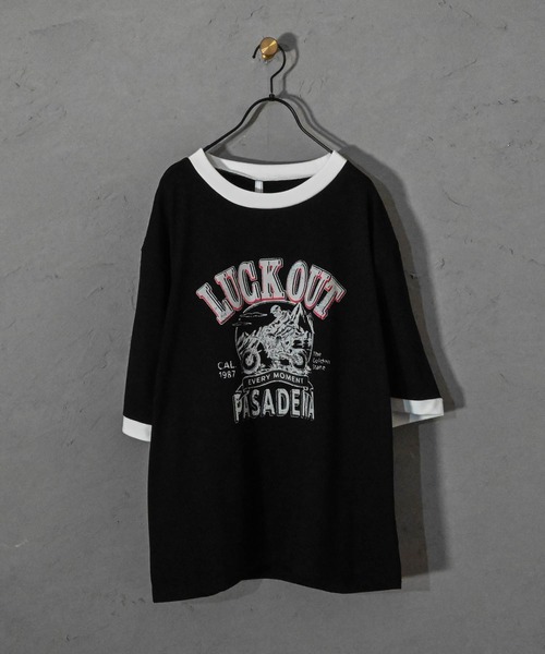 Ritzy（リッツィー）の「16/TC 天竺リンガープリントTシャツ(LUCK OUT、TIME FLIES) レディース メンズ（Tシャツ/カットソー・メンズ・ホワイト×レッド/ホワイト×ブラック/ブラック×ホワイト/ホワイト×グリーン/ブラック系その他/ホワイト系その他/ホワイト系その他2/ホワイト系その他3・MEDIUM/LARGE/X-LARGE/SMALL）」の7枚目の写真