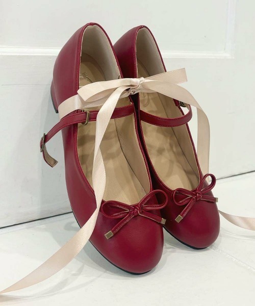 F i.n.t（フィント）の「【REVIVAL】【新色追加】ストラップ付リボンバレエシューズ/fint　フィント（バレエシューズ・レディース・クリーム/シルバー/ピンクゴールド/レッド/ブラウン/ブラック・L/M/S/SS/LL）」の4枚目の写真