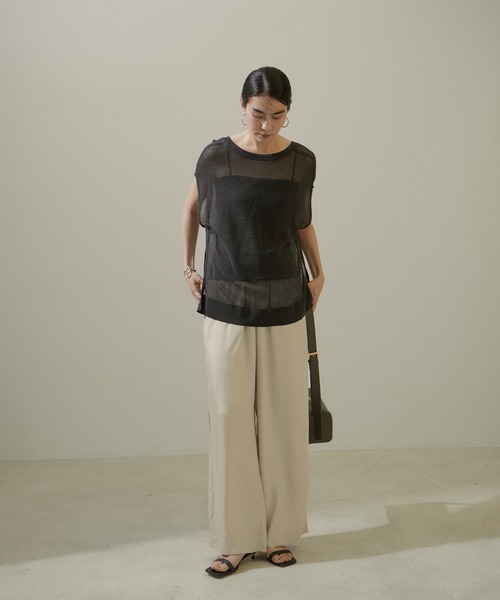 SALON adam et rope'（サロン アダム エ ロペ）の「リラックスイージーパンツ【洗える】（その他パンツ・レディース・ベージュ/ブラック・S/M）」の5枚目の写真