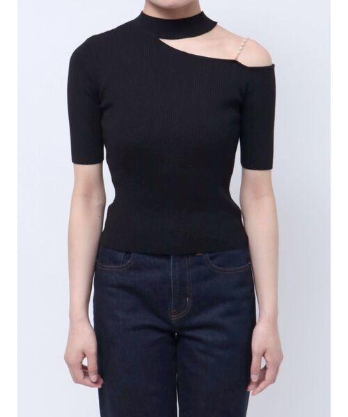 MERCURYDUO（マーキュリーデュオ）の「ショルダーパールチェーンニット（ニット/セーター・レディース・ライム/オフホワイト/ブラック/パープル・FREE）」の11枚目の写真